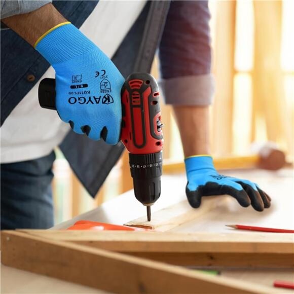 Safety Work Gloves PU Coated, 12 Pairs KG11PB, Seamless Knit Glove with Coat - Picture 4 of 6